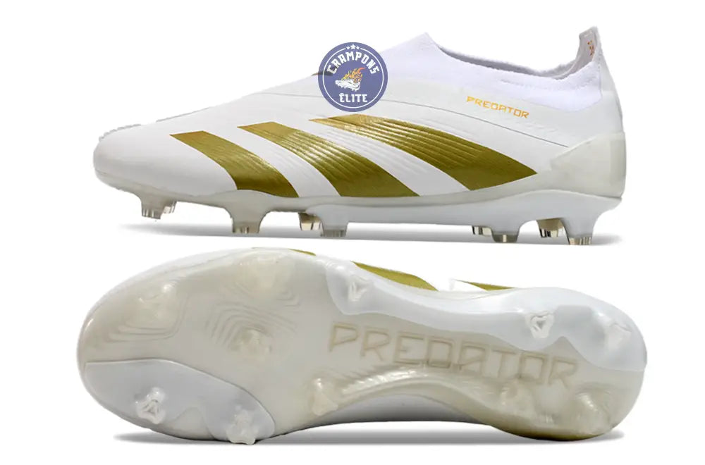 Predator 24 Elite Laceless FG Predstrike - Blanc/Or
