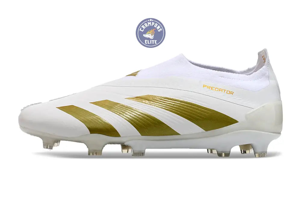 Predator 24 Elite Laceless FG Predstrike - Blanc/Or