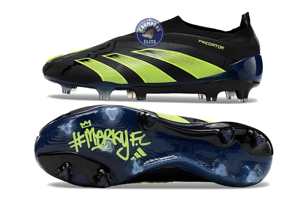 Predator 24 Elite Laceless FG Predstrike - Merky FC Noir/Vert Fluo