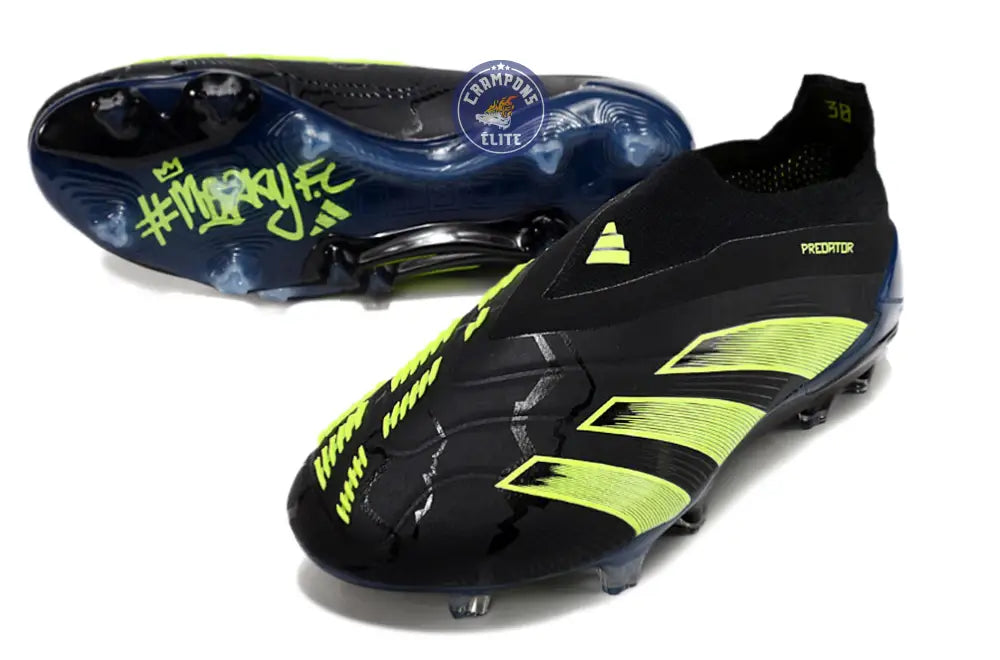 Image of Predator 24 Elite Laceless FG Predstrike - Merky FC Noir/Vert Fluo