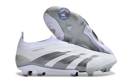 Image of Predator 24 Elite Laceless FG Predstrike - Pearlized - Blanc/Argent