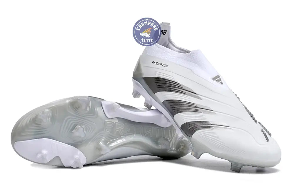 Predator 24 Elite Laceless FG Predstrike - Pearlized - Blanc/Argent