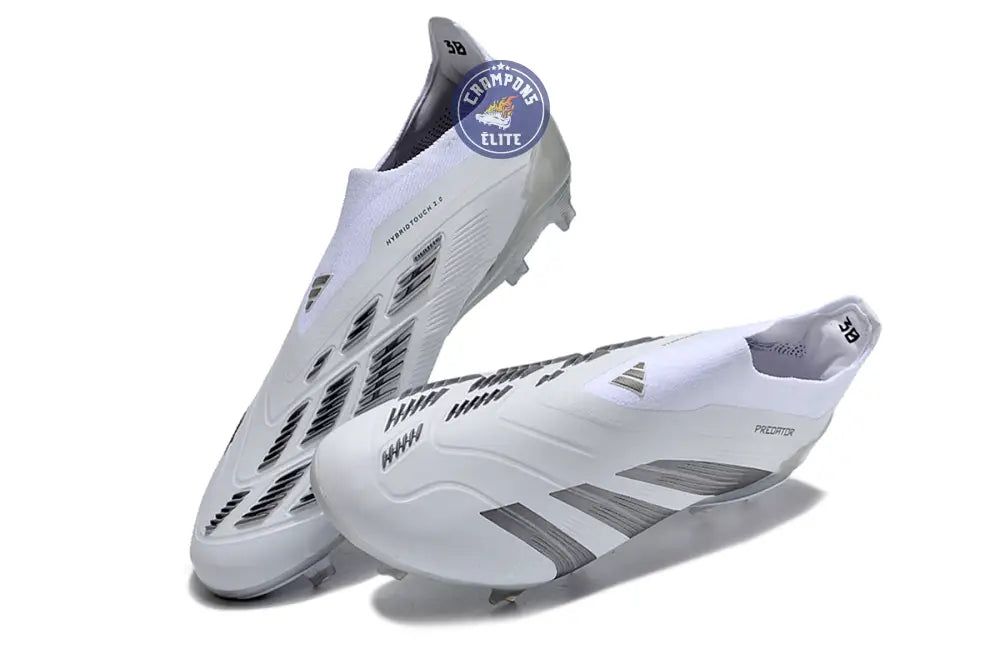 Image of Predator 24 Elite Laceless FG Predstrike - Pearlized - Blanc/Argent
