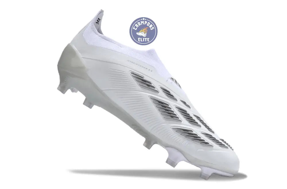 Predator 24 Elite Laceless FG Predstrike - Pearlized - Blanc/Argent