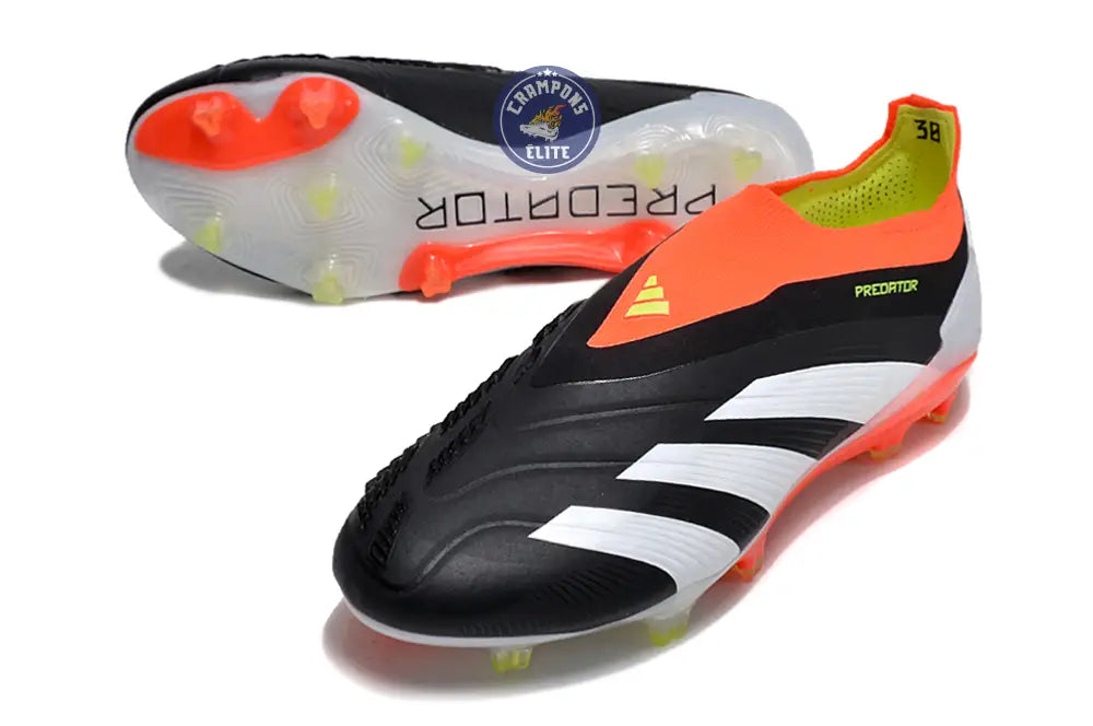 Image of Predator 24 Elite Laceless FG Predstrike - Solar Energy - Noir/Blanc/Rouge