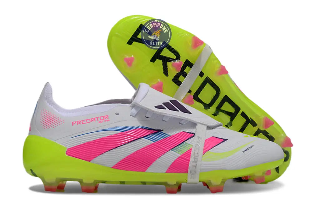 Image of Predator 25 Elite Fold-over Tongue FG Blanc/Jaune/Rose