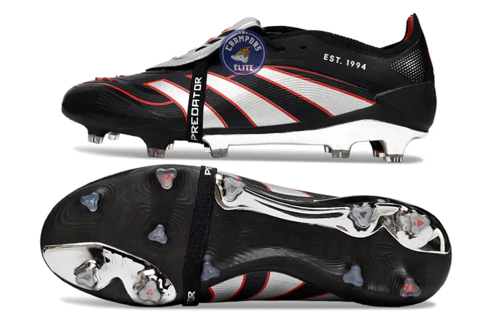 PREDATOR ELITE FOLD-OVER TONGUE FG OBSIDIAN STRIKE - Noir/Argent/Rouge