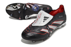 Image of PREDATOR ELITE FOLD-OVER TONGUE FG OBSIDIAN STRIKE - Noir/Argent/Rouge