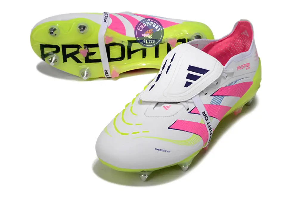 Image of PREDATOR ELITE FOLD-OVER TONGUE SG CELESTIAL VICTORY - BLANC/ROSE/VERT