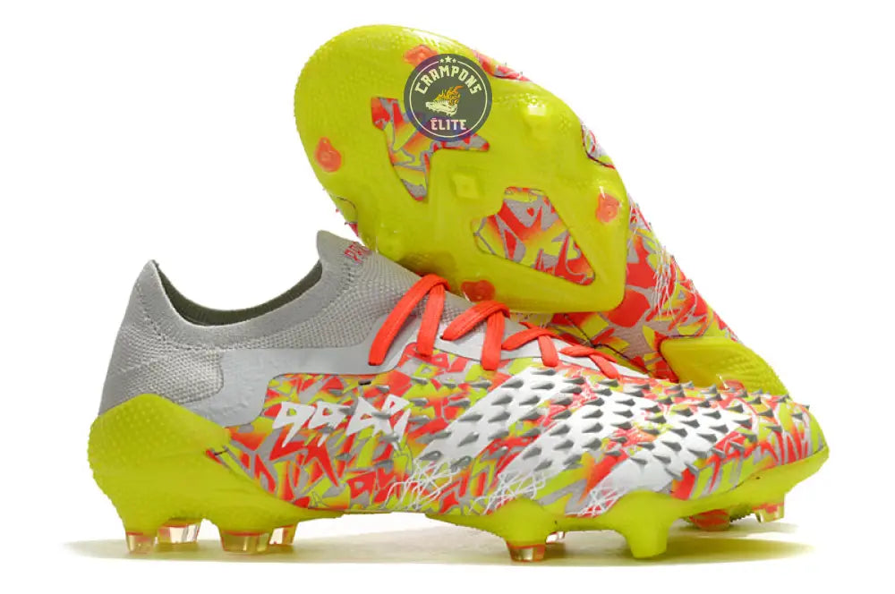 Predator Freak Basse Lacets FG Numbers Up - Gris/Blanc/Jaune