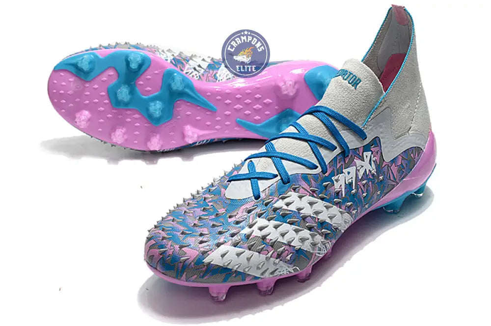 Image of Predator Freak Lacets FG - Gris/Rose/Bleu
