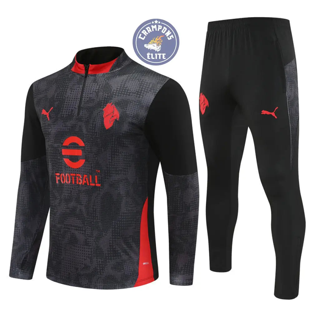 Image of Survêtement d’entraînement demi-zip - AC Milan 2025/2026 - Gris/Noir/Rouge