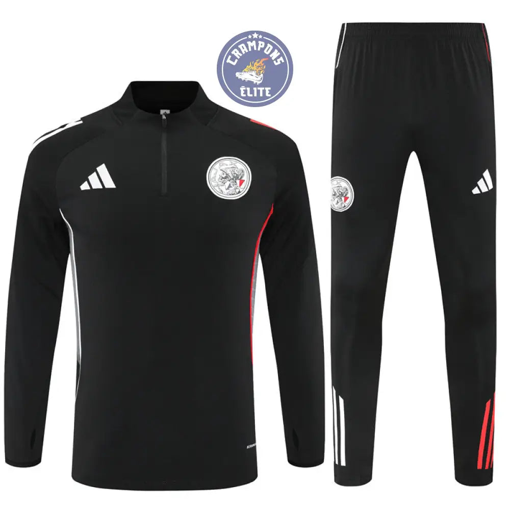 Image of Survêtement d’entraînement demi-zip - Ajax 2025/2026 - Noir/Gris/Rouge