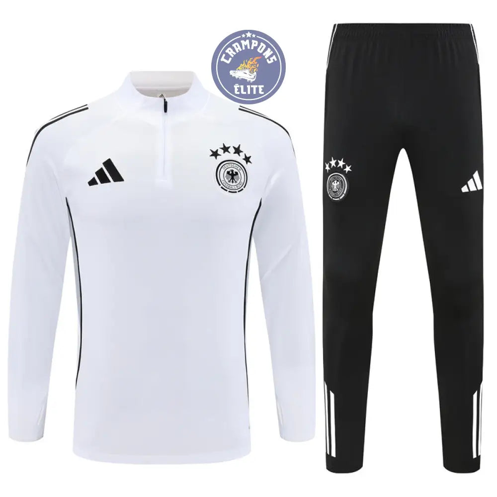 Image of Survêtement d’entraînement demi-zip - Allemagne 2025/2026 - Blanc/Noir