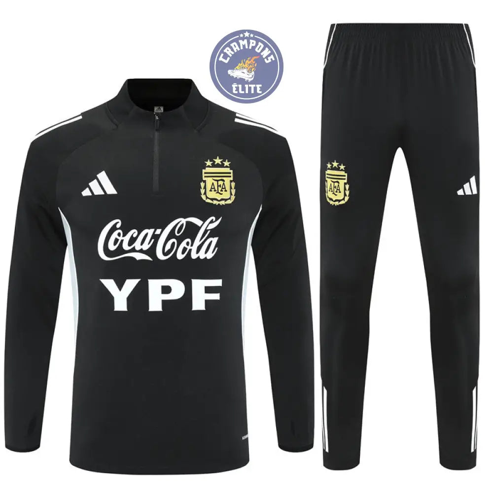 Image of Survêtement d’entraînement demi-zip - Argentine 2025/2026 - Noir/Gris Bleuté/Blanc