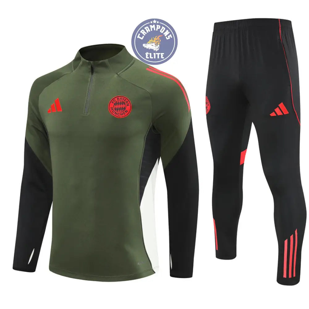 Survêtement d’entraînement demi-zip - Bayern Munich 2025/2026 - Kaki/Noir/Rouge