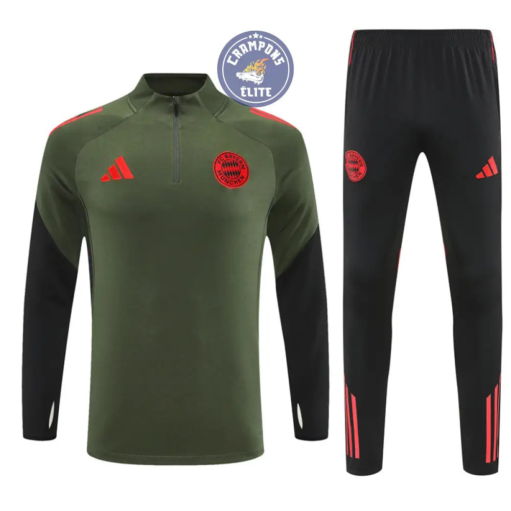 Image of Survêtement d’entraînement demi-zip - Bayern Munich 2025/2026 - Kaki/Noir/Rouge