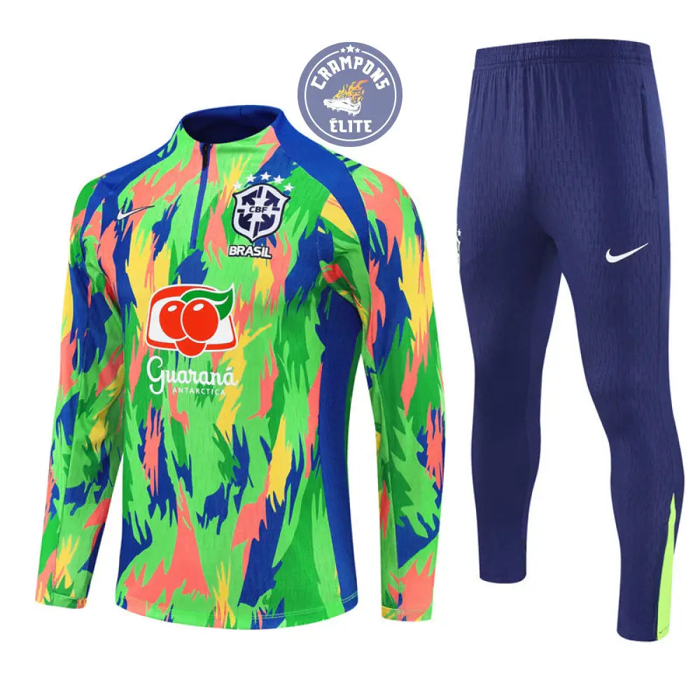 Image of Survêtement d’entraînement demi-zip - Brésil 2025/2026 - Camouflage Vert/Bleu