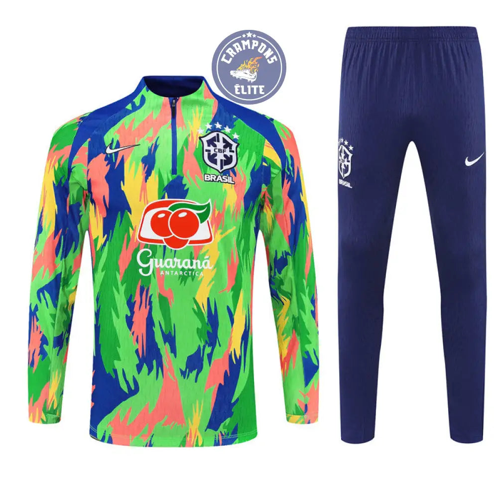 Survêtement d’entraînement demi-zip - Brésil 2025/2026 - Camouflage Vert/Bleu