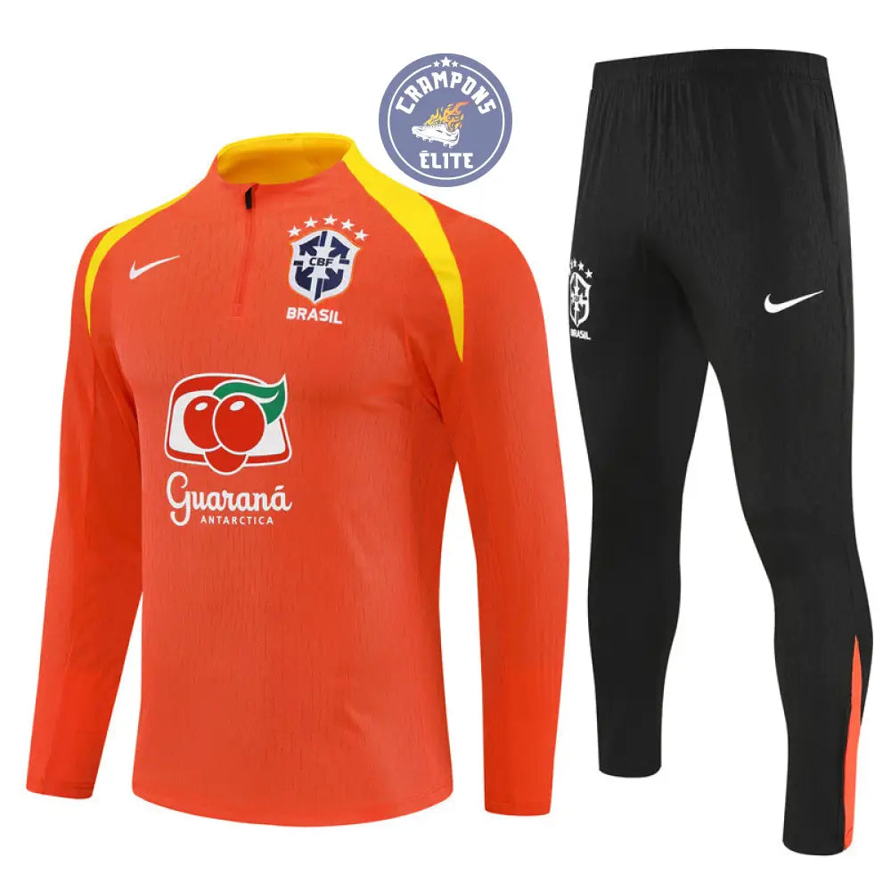Image of Survêtement d’entraînement demi-zip - Brésil 2025/2026 - Orange/Noir/Jaune