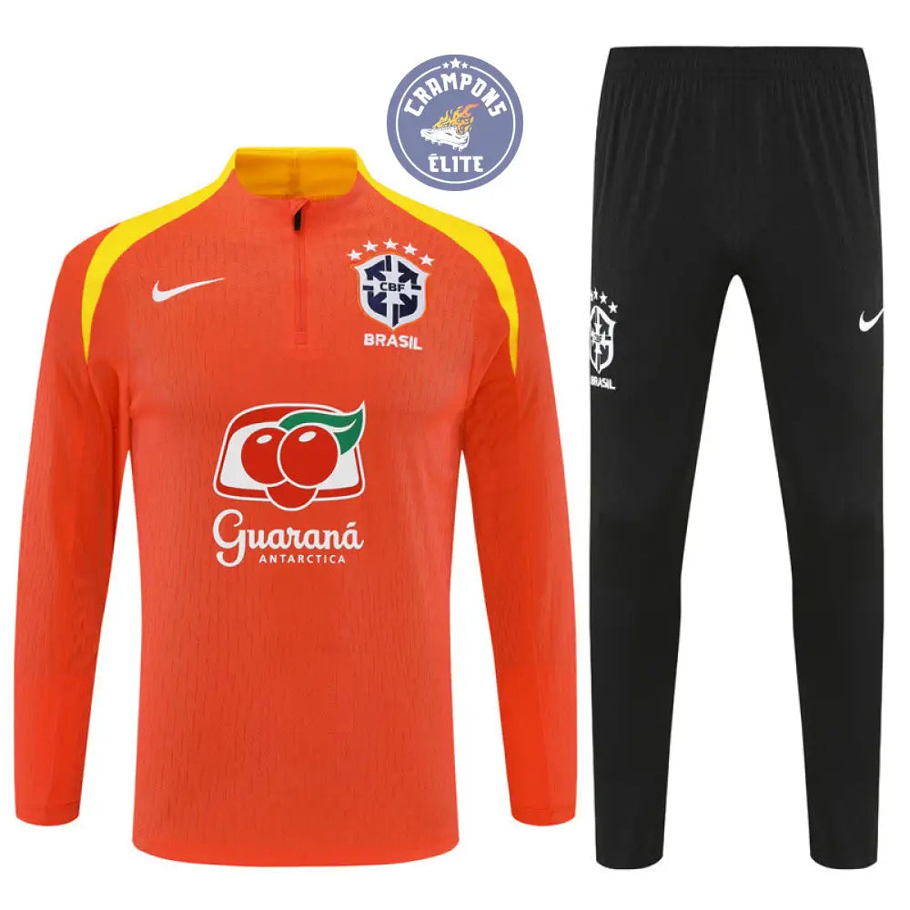 Image of Survêtement d’entraînement demi-zip - Brésil 2025/2026 - Orange/Noir/Jaune