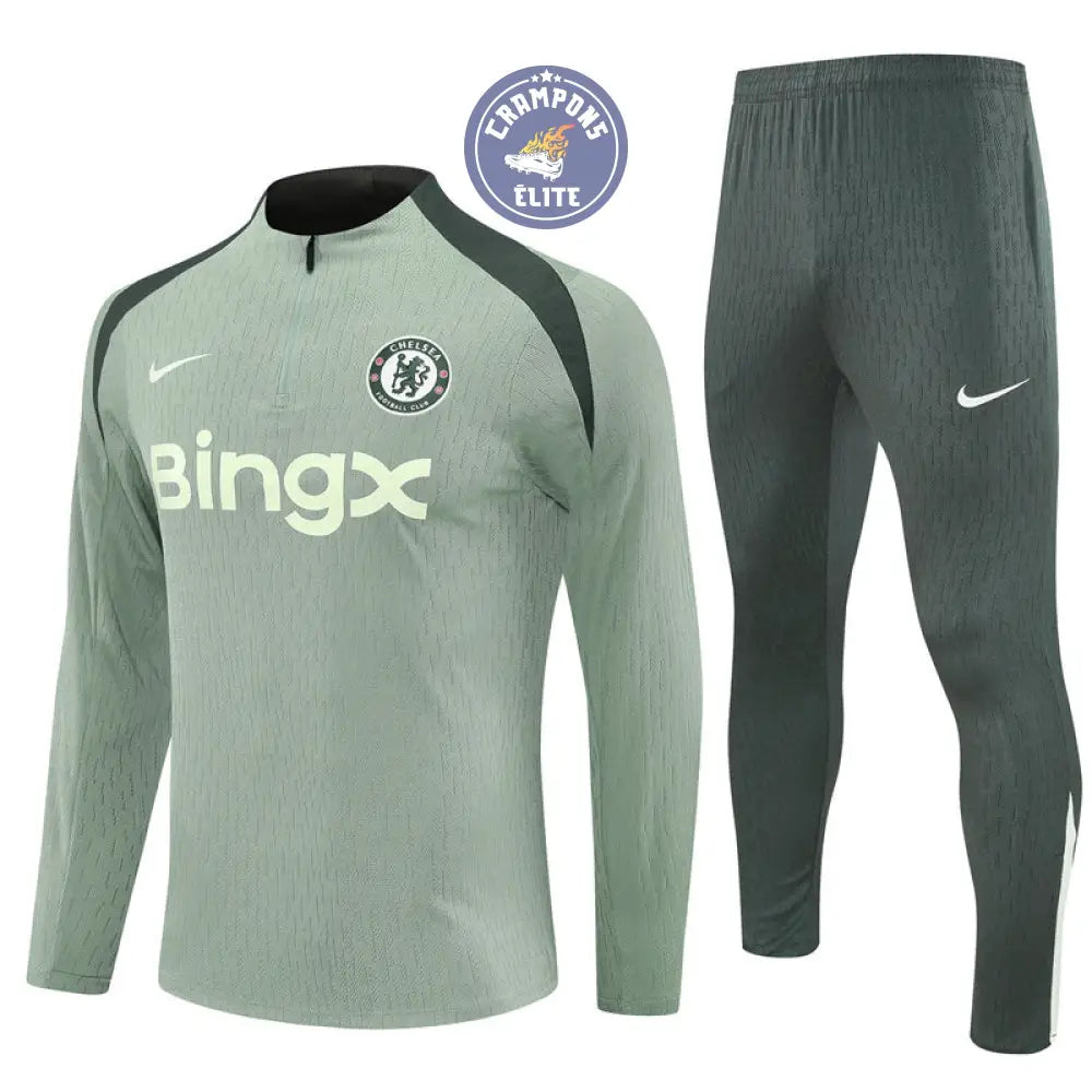 Image of Survêtement d’entraînement demi-zip - Chelsea 2025/2026 - Kaki/Vert Clair