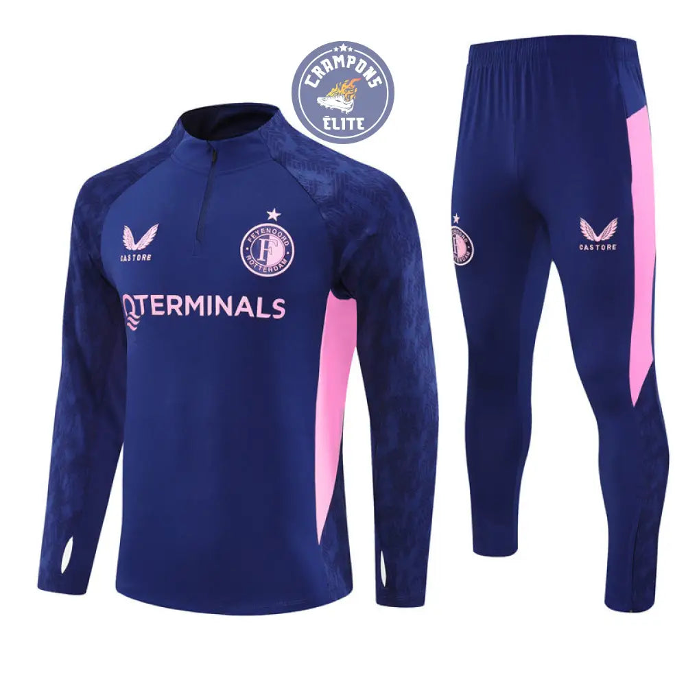 Survêtement d’entraînement demi-zip - Feyenoord 2025/2026 - Bleu/Rose