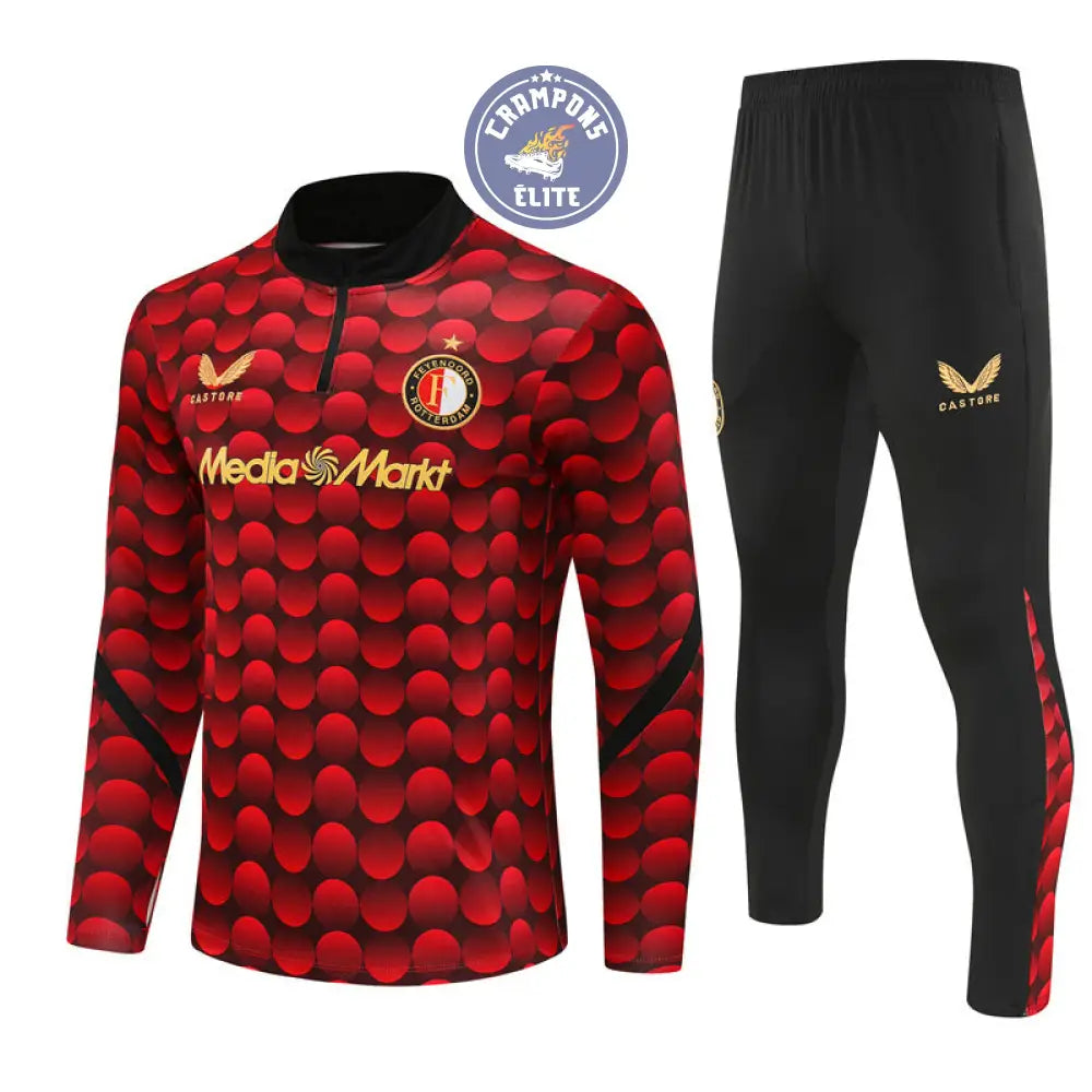 Survêtement Demi-Zip - Feyenoord 2025-2026 - Rouge/Noir