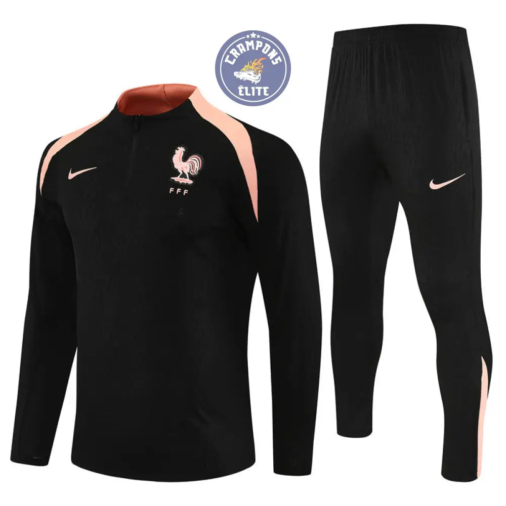 Survêtement d’entraînement demi-zip - France 2025/2026 - Noir/Rose