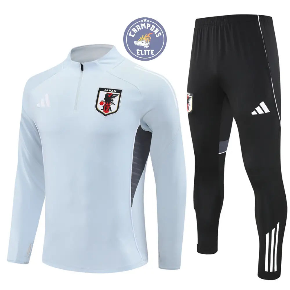 Image of Survêtement d’entraînement demi-zip - Japon 2025/2026 - Gris Bleuté/Noir/Blanc