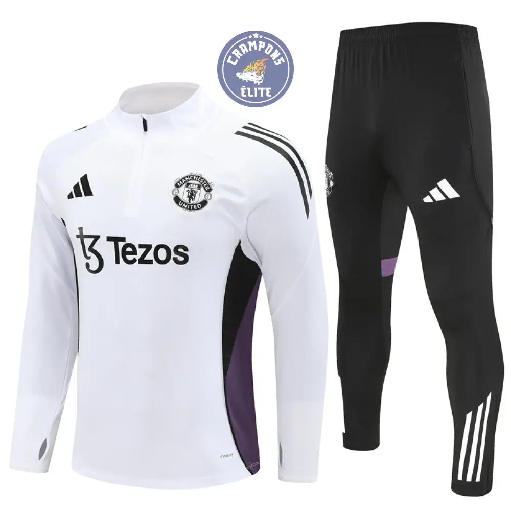 Image of Survêtement d’entraînement demi-zip - Manchester 2025/2026 - Blanc/Noir/Violet