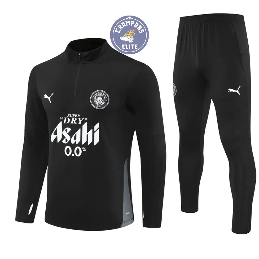 Image of Survêtement d’entraînement demi-zip - Manchester City 2025/2026 - Noir/Blanc