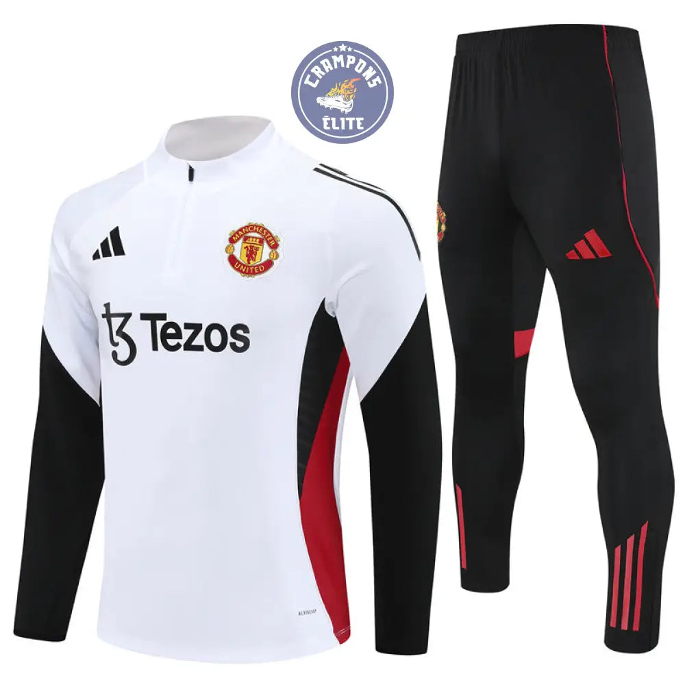 Image of Survêtement d’entraînement demi-zip - Manchester United 2025/2026 - Blanc/Noir/Rouge