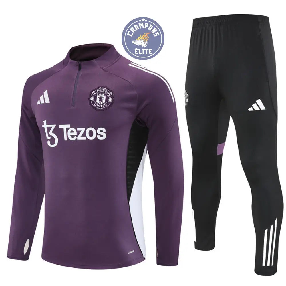 Survêtement d’entraînement demi-zip - Manchester United 2025/2026 - Bordeaux/Noir/Blanc