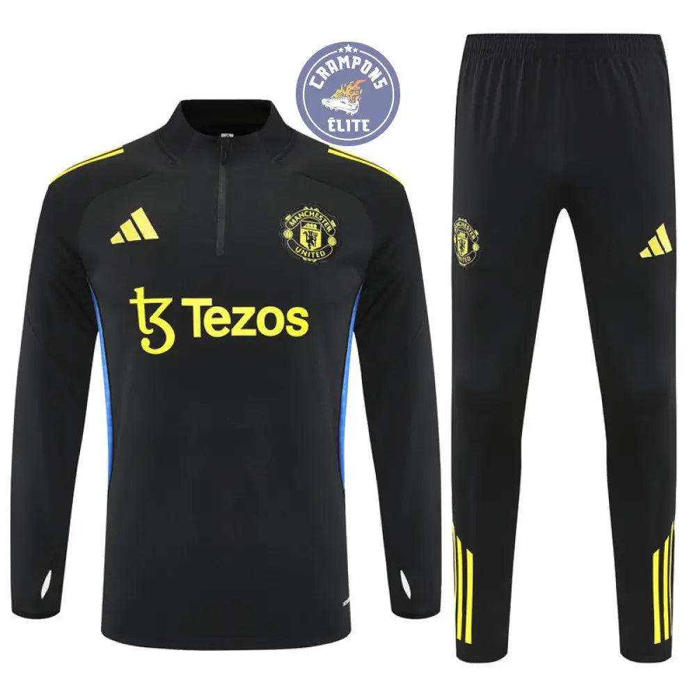 Survêtement d’entraînement demi-zip - Manchester United 2025/2026 - Noir/Bleu/Jaune