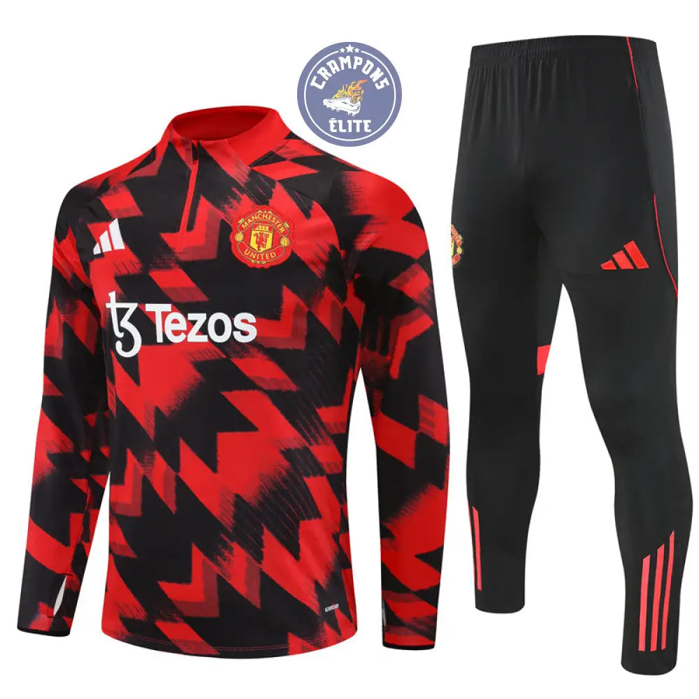 Survêtement d’entraînement demi-zip - Manchester United 2025/2026 - Noir/Rouge