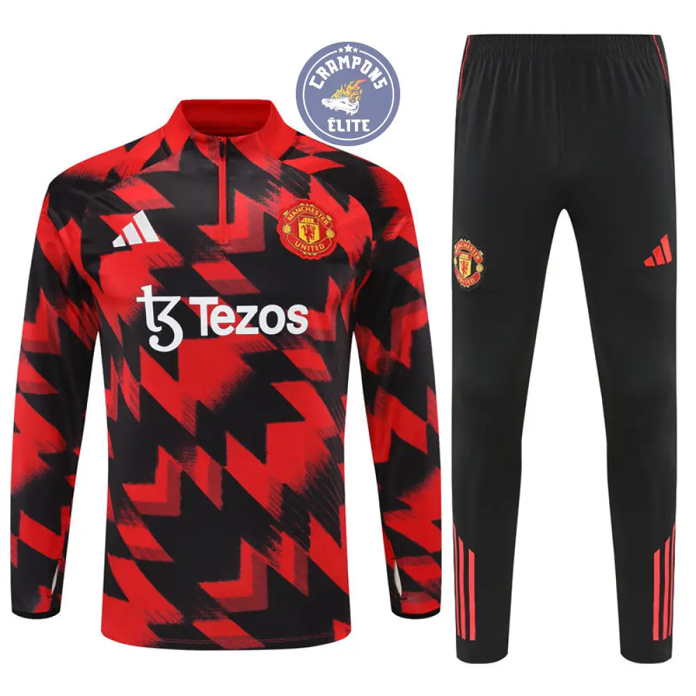 Image of Survêtement d’entraînement demi-zip - Manchester United 2025/2026 - Noir/Rouge