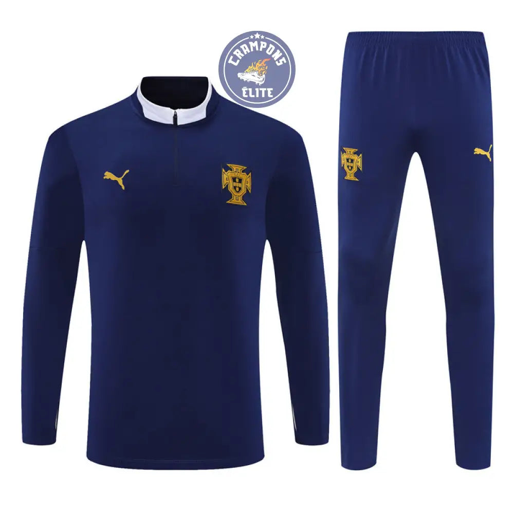 Survêtement d’entraînement demi-zip - Portugal 2025/2026 - Bleu Marine/Blanc/Or