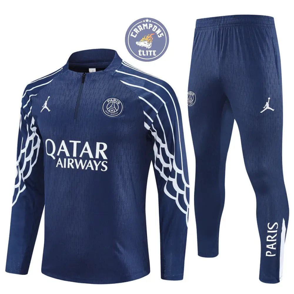 Survêtement d’entraînement demi-zip - PSG 2025/2026 - à rayures Bleu Marine/Blanc