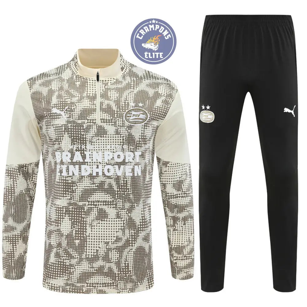Image of Survêtement d’entraînement demi-zip - PSV 2025/2026 - Beige/Kaki/Noir/Blanc
