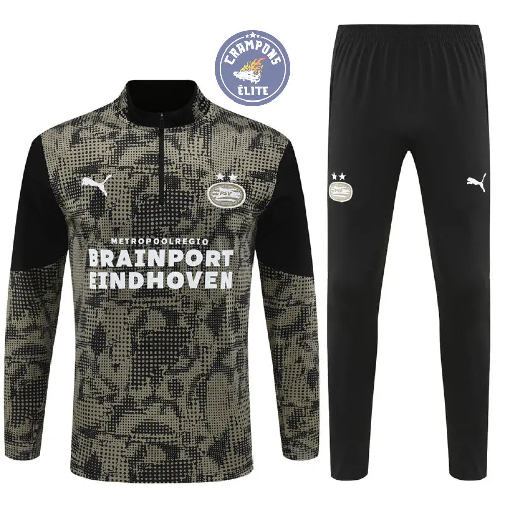 Image of Survêtement d’entraînement demi-zip - PSV 2025/2026 - Kaki/Noir/Blanc