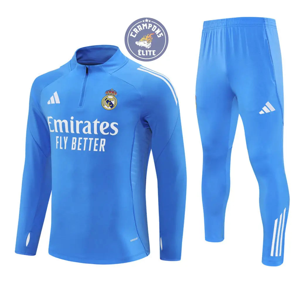 Survêtement d’entraînement demi-zip - Real Madrid 2025/2026 - Bleu Ciel/Blanc