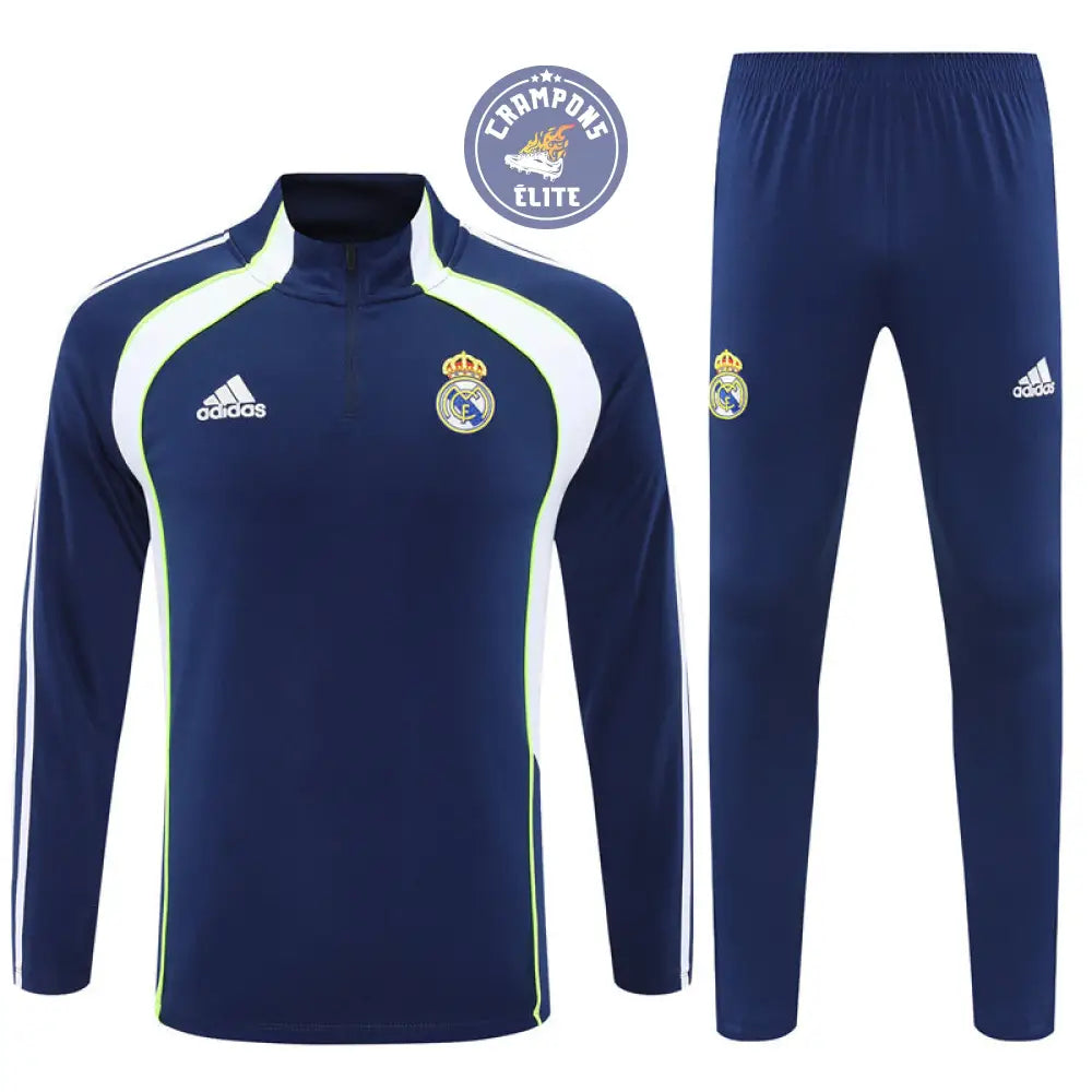 Survêtement d’entraînement demi-zip - Real Madrid 2025/2026 - Bleu Marine/Blanc/Jaune Fluo