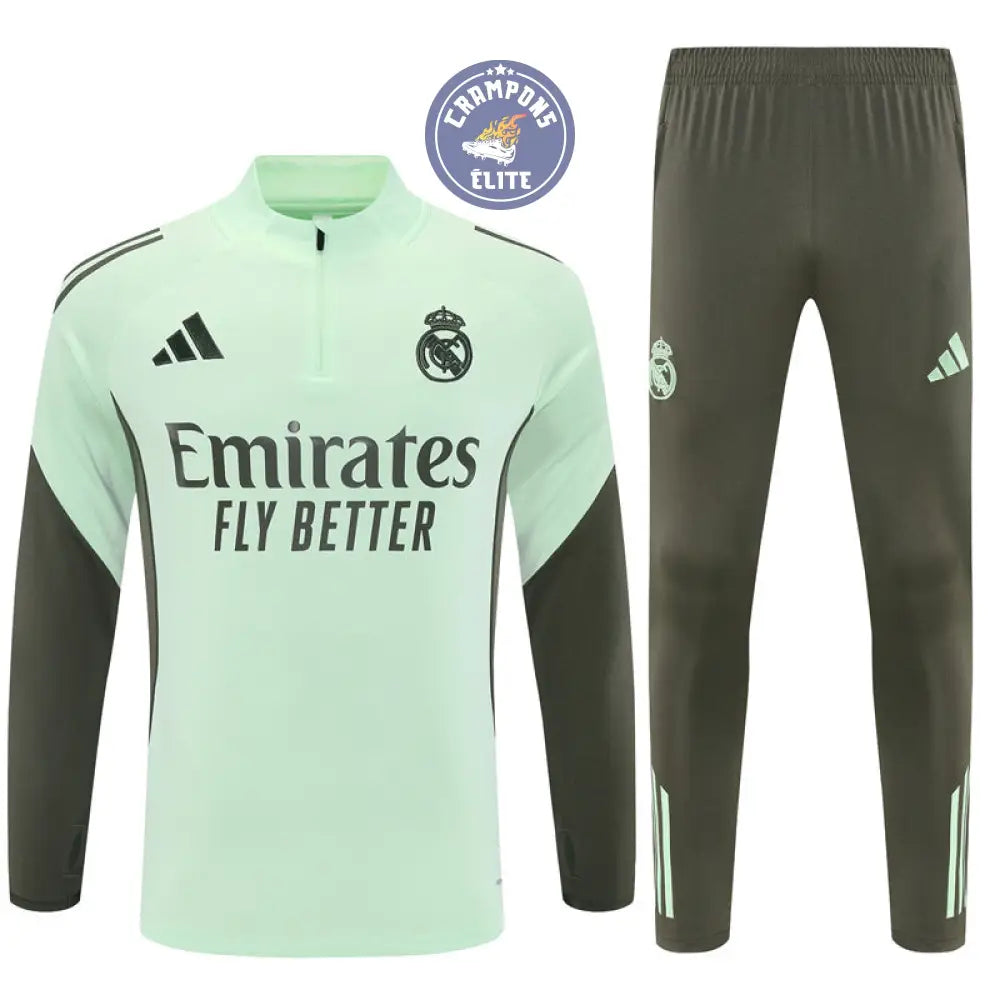 Survêtement d’entraînement demi-zip - Real Madrid 2025/2026 - Bleu Turquoise/Kaki