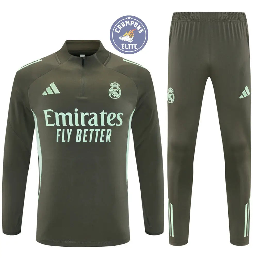 Image of Survêtement d’entraînement demi-zip - Real Madrid 2025/2026 - Kaki/Bleu Turquoise