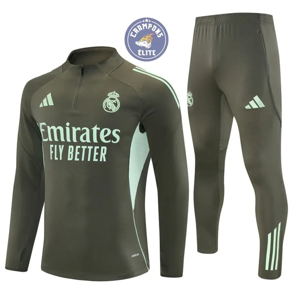 Image of Survêtement d’entraînement demi-zip - Real Madrid 2025/2026 - Kaki/Bleu Turquoise