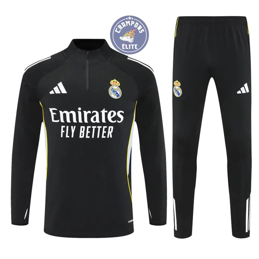 Survêtement d’entraînement demi-zip - Real Madrid 2025/2026 - Noir/Gris/Jaune/Blanc