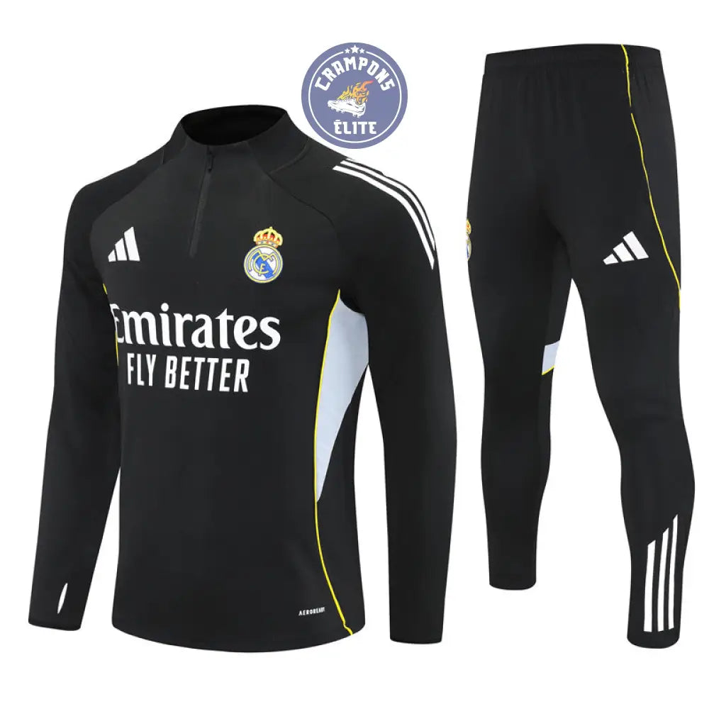 Survêtement d’entraînement demi-zip - Real Madrid 2025/2026 - Noir/Gris/Jaune/Blanc