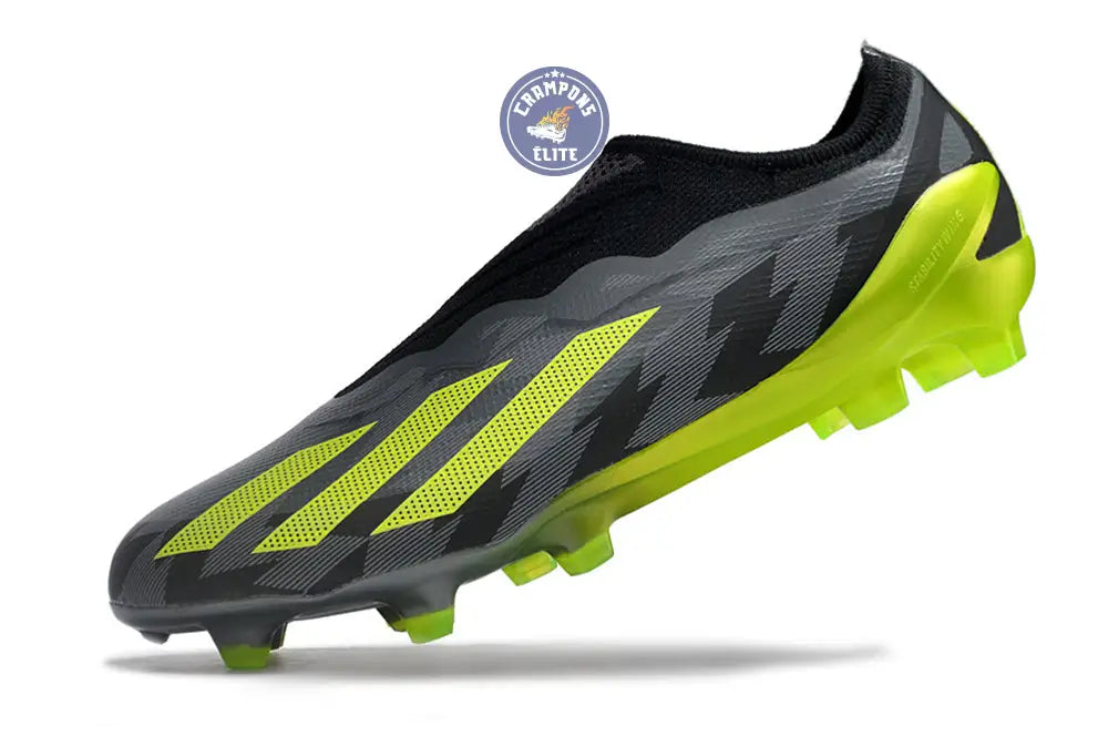 Image of X Crazyfast Elite Laceless FG Crazycharged - Noir/Jaune/Gris ÉDITION LIMITÉE