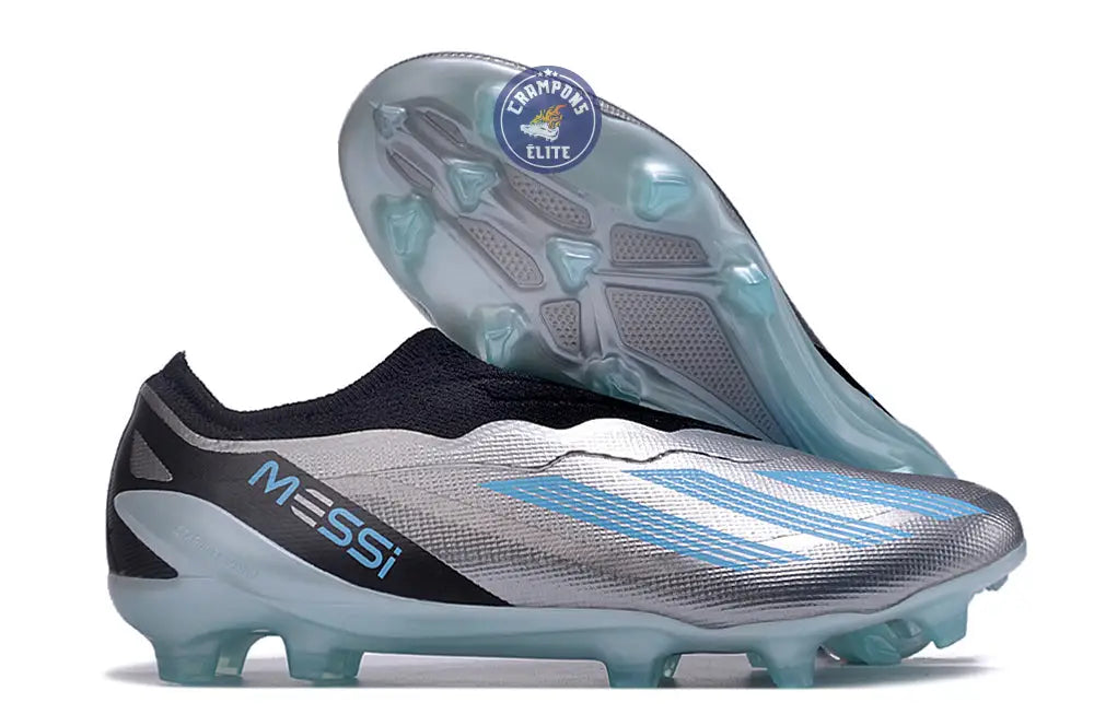 X Crazyfast Elite Laceless FG x Messi Infinito - Argenté/Bliss Blue/Noir